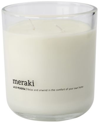 Duftlys Meraki Wild Meadow Vild Eng Hvid ø9 6ã H10   Cm