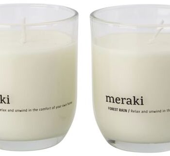 Duftlys   Stk  Meraki Forest Rain Hvid ø7   H7   Cm   Op Til 22 Timers Skovduft