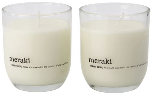 Duftlys   Stk  Meraki Forest Rain Hvid ø7   H7   Cm   Op Til 22 Timers Skovduft