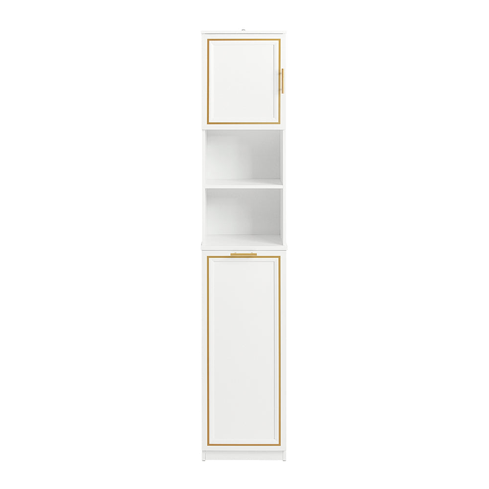 Elegant Højt Skab Med Indbygget Vasketøjskurv  32x30x171 Cm  Hvid