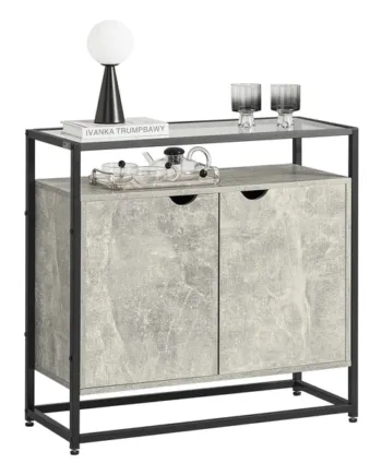 Elegant Konsolbord Med Glasbordplade  81   35   78 Cm  Grå