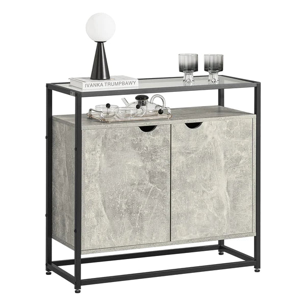 Elegant Konsolbord Med Glasbordplade  81   35   78 Cm  Grå