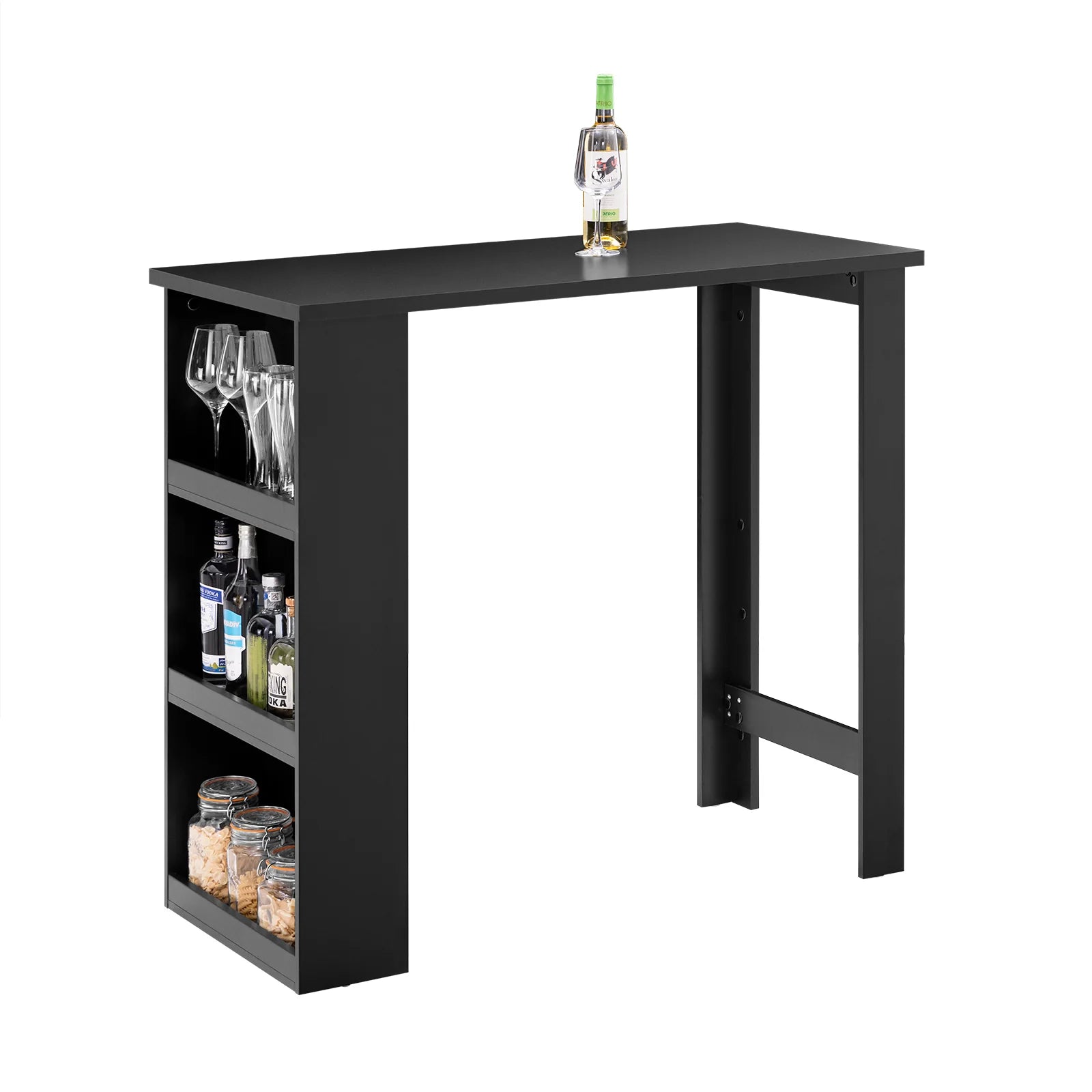 Elegant Og Pladsbesparende Barbord   Sort  112   57   106 Cm