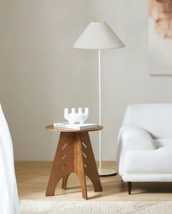 Elegant Sidebord   Sofabord   Japandi-look  ø36cm  Brun