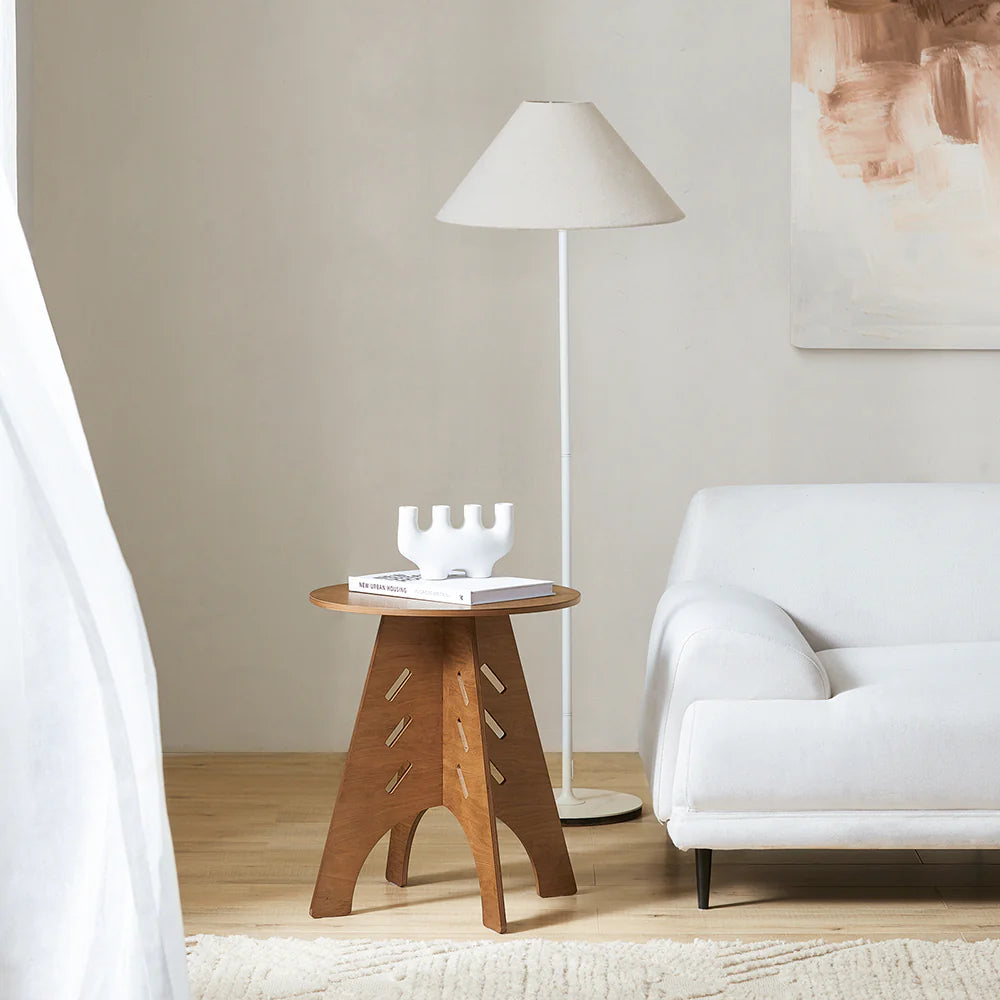Elegant Sidebord   Sofabord   Japandi-look  ø36cm  Brun