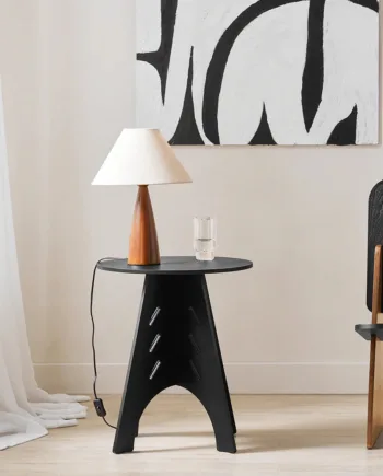 Elegant Sidebord   Sofabord   Japandi-look  ø36cm  Sort