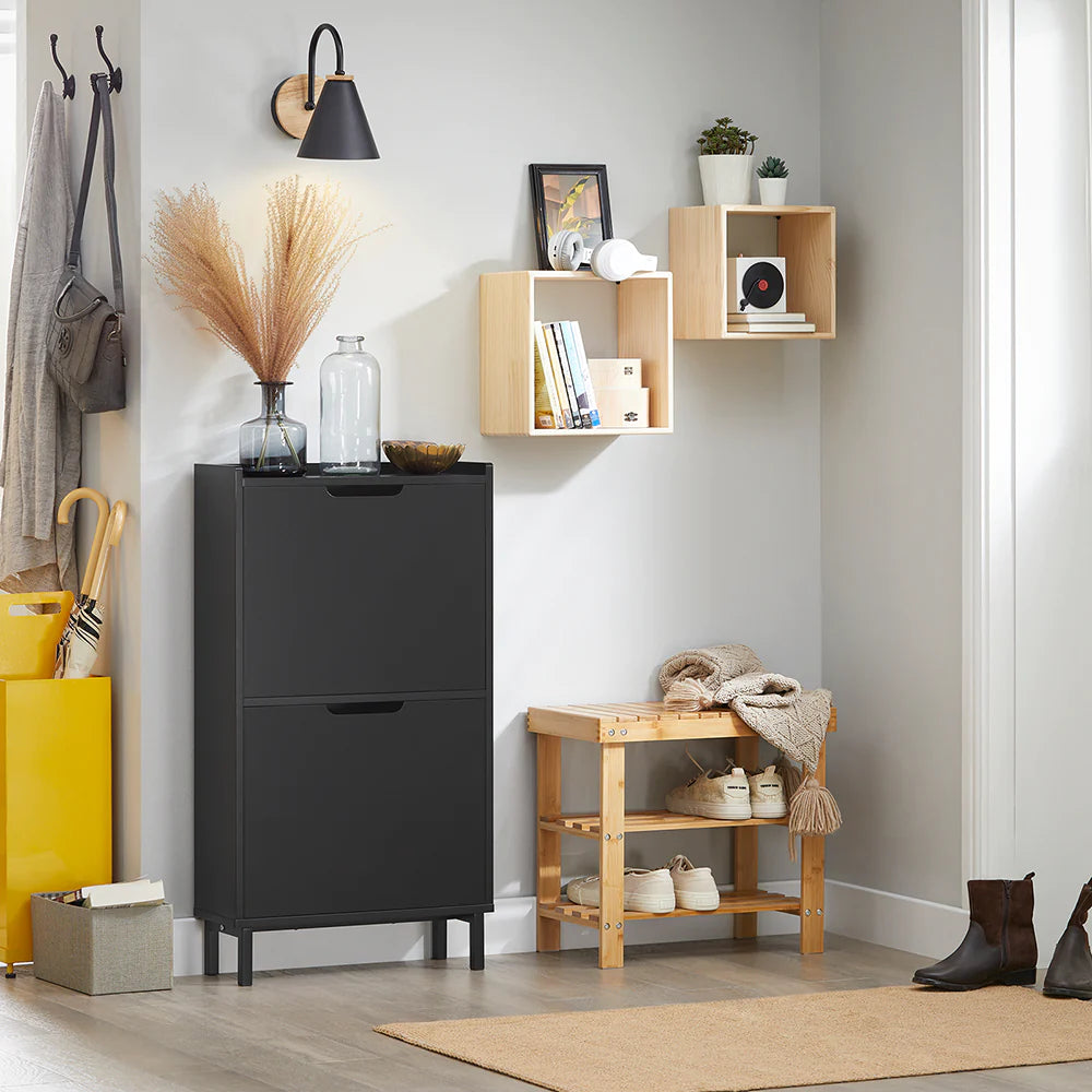 Elegant Skoskab   Minimalistisk Design Sort  19x90x50 Cm