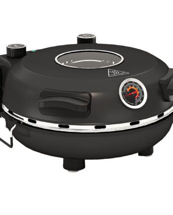 Elektrisk Pizzaovn 430      1200 Watt Pizzabager Med 30 Cm Stenplade  Timer  Vindue  Rustfrit Stål  Sort