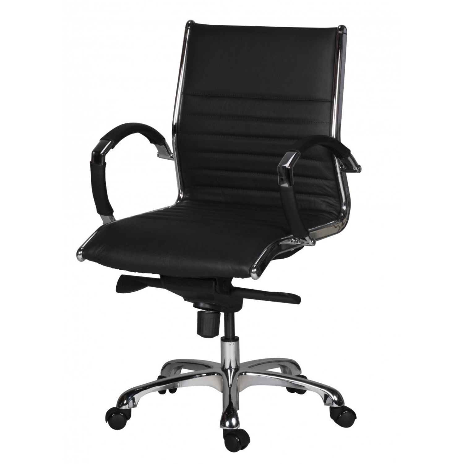 Ergonomisk Designer Kontorstol   ægte Læder  Sort