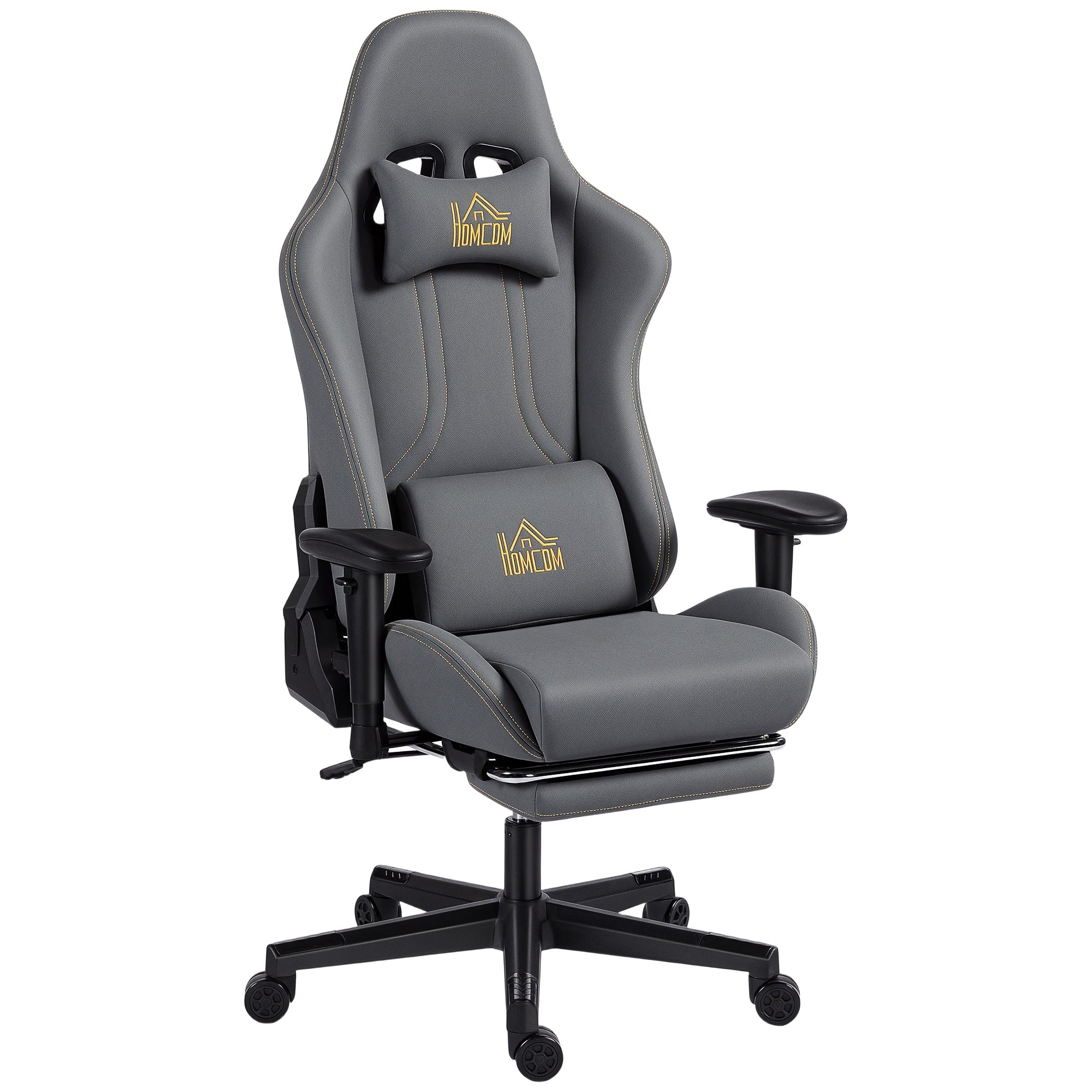 Ergonomisk Gamingstol Med 3d-armlæn  Justerbar  Rullende Skrivebordsstol Med Lændestøtte  Grå