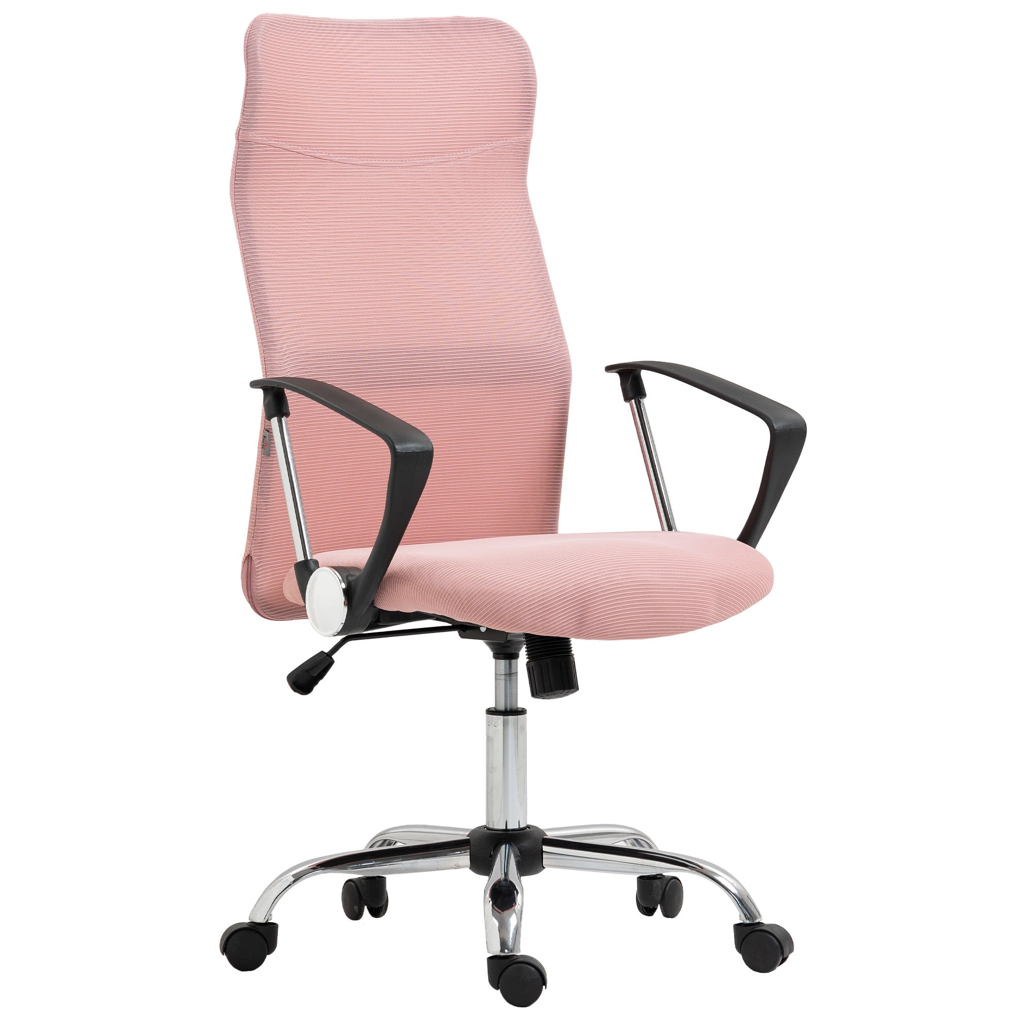 Ergonomisk Kontorstol  Højdejusterbar Drejestol Med Vippefunktion  Netpolstring  63   65   109-119 Cm  Lyserød