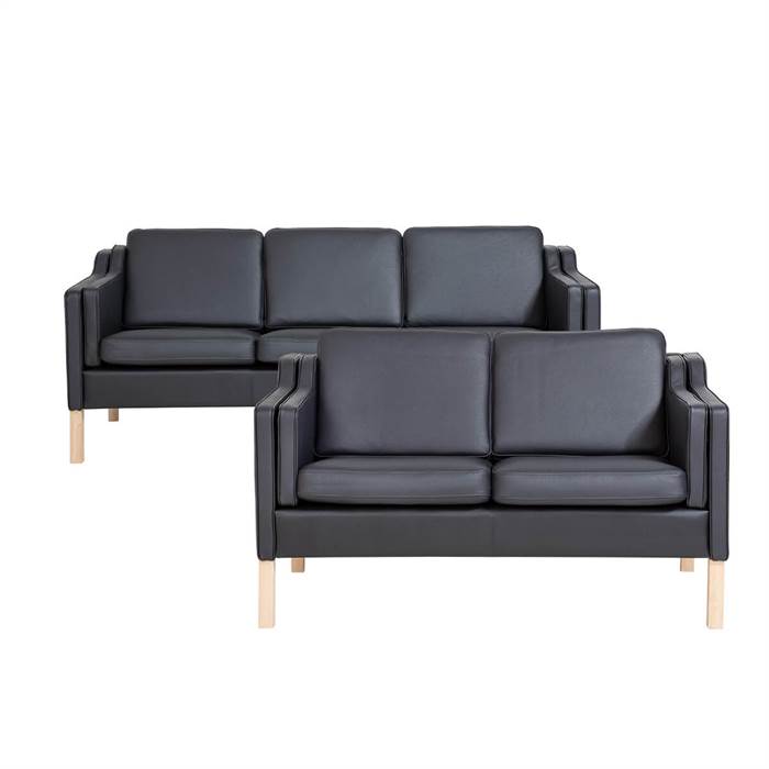 Erling Christensen Møbler Boston Sofasæt Pers Sort Læder : Erling Christensen Møbler : Erling Christensen Møbler