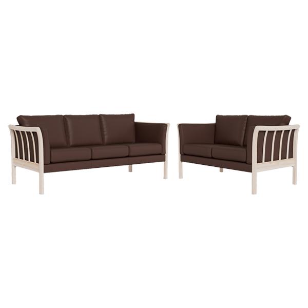 Erling Christensen Møbler Dorte Sofasæt Brun Læder Ubehandlet Bøg : Erling Christensen Møbler : Erling Christensen Møbler