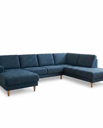 Erling Christensen Møbler Sofie  -sofa Med Chaiselong Og Open-end Mørkeblå Egetræsben Venstrevendt : Erling Christensen Møbler  : Erling