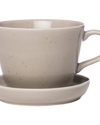 Ernst Kaffekop Med Underkop   Porcelæn 20 Cl  Sand
