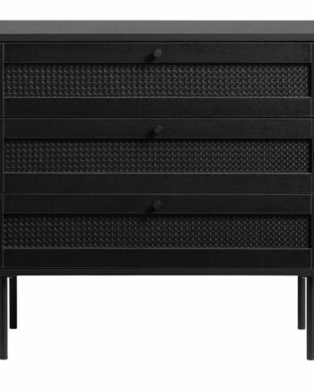 Exquisite Kommode       Skuffer Sort Polyrattan Og Sort Melamin