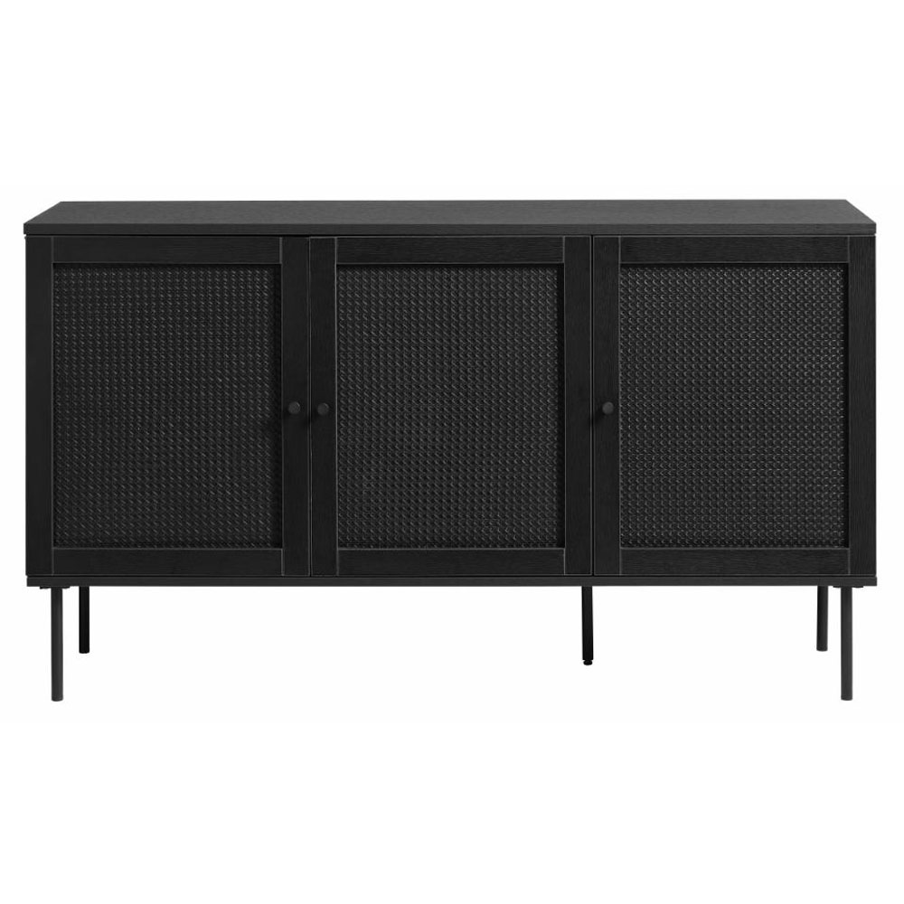 Exquisite Skænk Låger Sort Polyrattan Og Sort Melamin