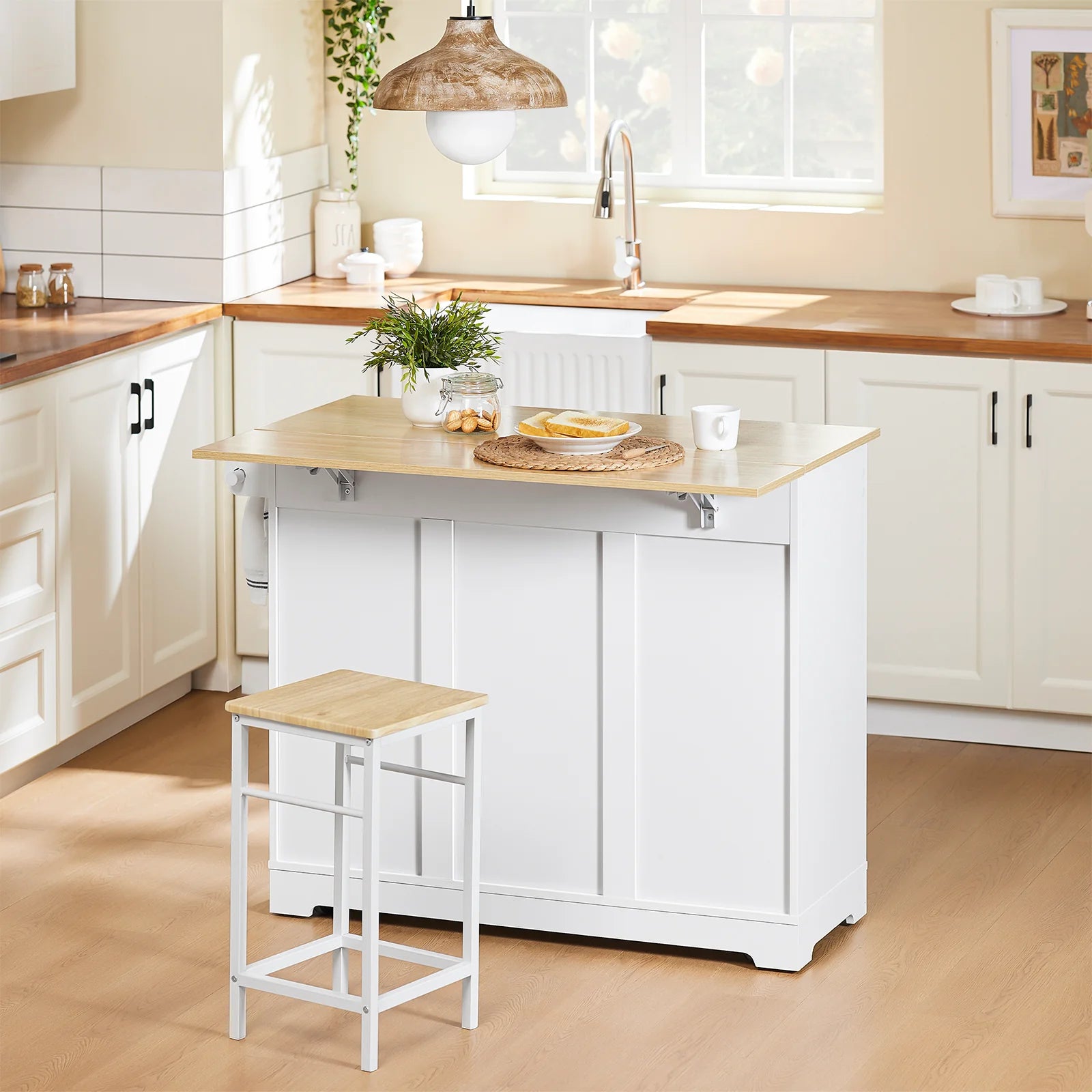 Få Mere Plads   Køkkenet Med Denne Elegante Køkkenvogn   Hvid  B113   H91     44-69  Cm