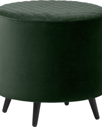 Fodskammel Nordique Design Ottowa Quiltet Puf   Grøn Fløjl Med Sort Metalben  45 Cm