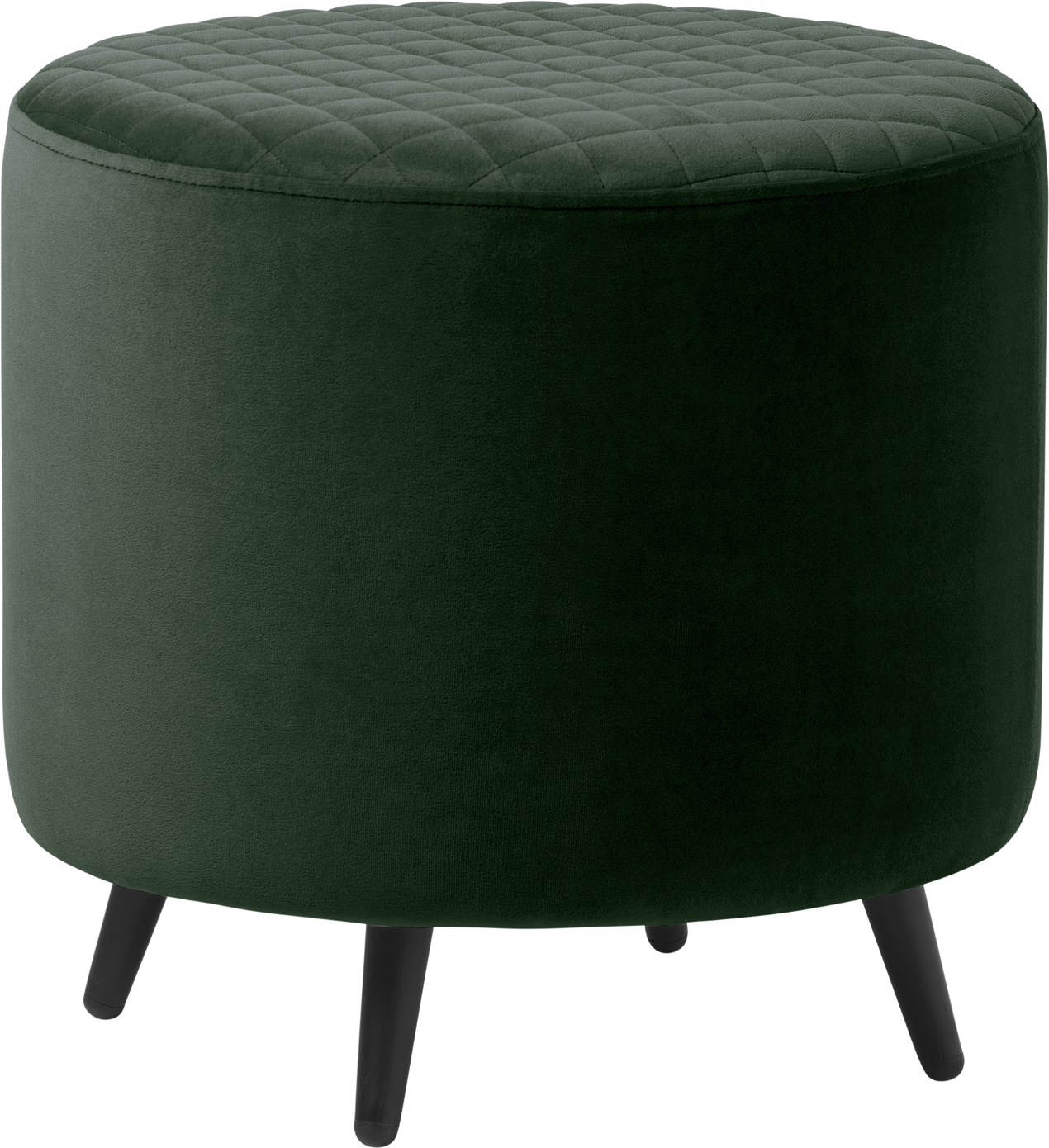 Fodskammel Nordique Design Ottowa Quiltet Puf   Grøn Fløjl Med Sort Metalben  45 Cm