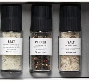 Gaveæske Krydderisæt Nicolas Vahé Gift Sets Favourite Collection Box     Salt- Og Peberblandinger Med Keramisk Kværn  Glas Sort Grå