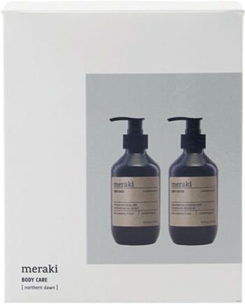 Gaveæske Meraki Northern Dawn Gavepakke   økologisk Bodywash   Bodylotion  16 4x13 1x6   Cm  Hvid Sort Grå