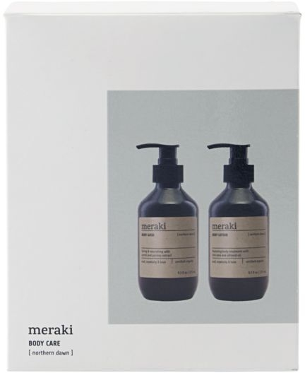 Gaveæske Meraki Northern Dawn Gavepakke   økologisk Bodywash   Bodylotion  16 4x13 1x6   Cm  Hvid Sort Grå