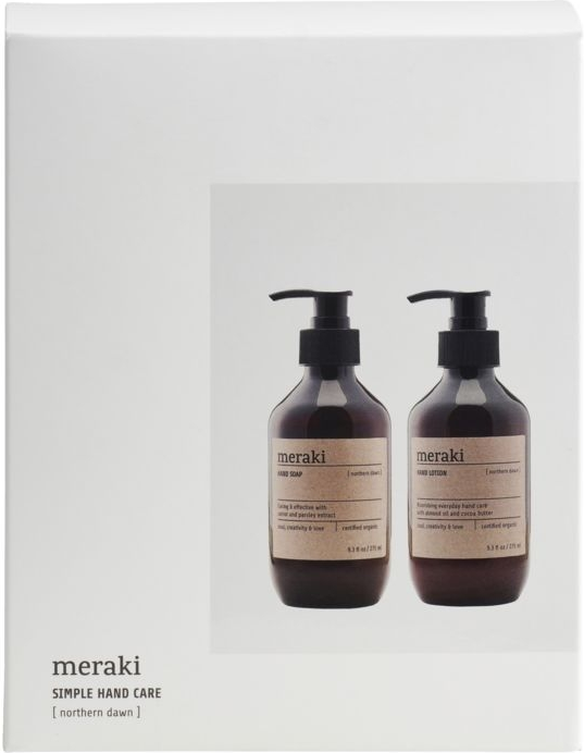 Gaveæske Meraki Northern Dawn   økologisk Håndplejesæt Med Håndsæbe   Lotion  Hvid Sort