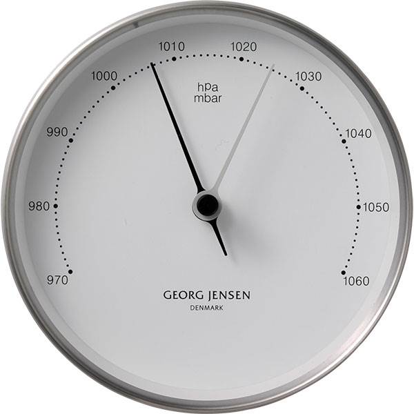Georg Jensen Henning Koppel Barometer ø10cm Stål Hvid  : Erling Christensen Møbler