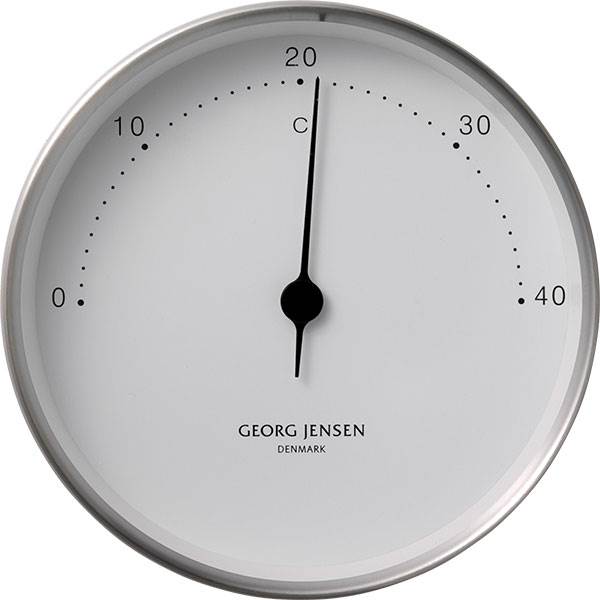Georg Jensen Henning Koppel Termometer ø10cm Stål Hvid  : Erling Christensen Møbler