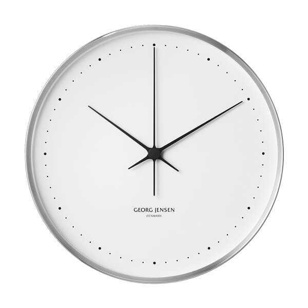 Georg Jensen Henning Koppel Ur   40 Cm Stål Hvid  : Erling Christensen Møbler