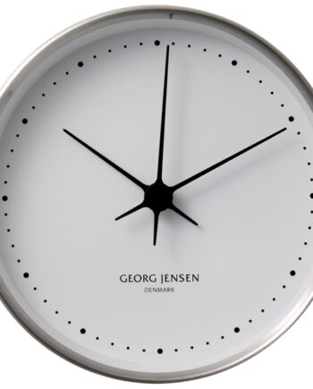 Georg Jensen Henning Koppel Vægur    30 Cm  Rustfrit Stål Hvid Skive  : Erling Christensen Møbler