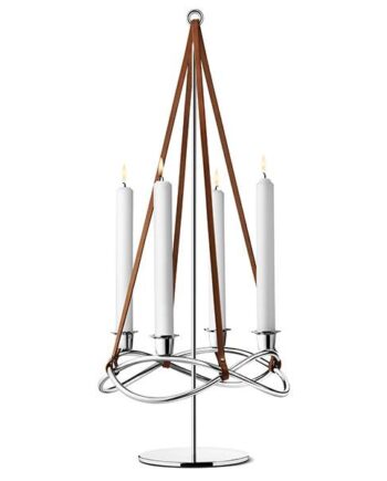 Georg Jensen Season Forlænger Til Lysestage Blankt Rustfrit Stål Brun Læder  : Erling Christensen Møbler