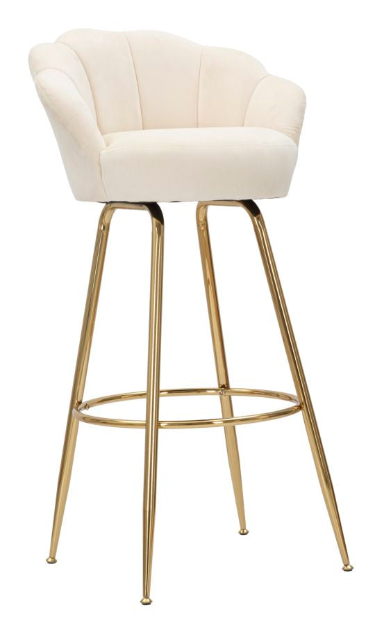 Glam Barstol  Hvid  Stof Og Metal  55x53x110 Cm