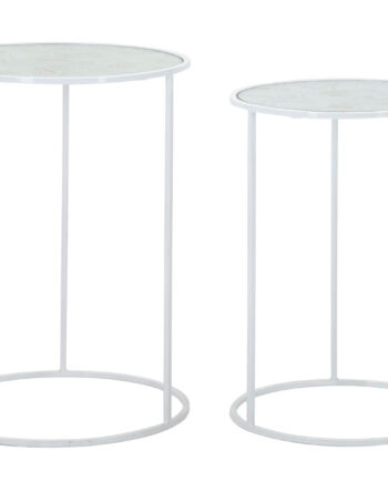 Glam Bord  Hvid  Metal Og Glas   43x60 38x55 Cm