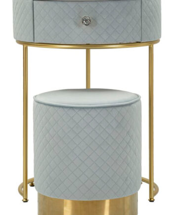 Glam Bord   Fyrretræ  Mdf Og Metal  Lyseblå Med Guldfarve   52x70 36x39 Cm