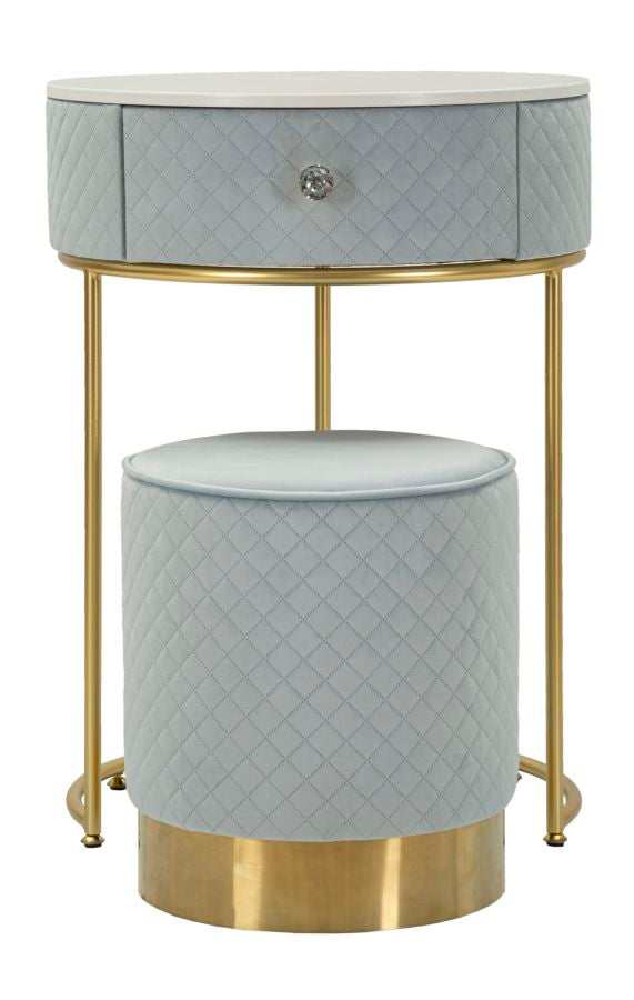 Glam Bord   Fyrretræ  Mdf Og Metal  Lyseblå Med Guldfarve   52x70 36x39 Cm