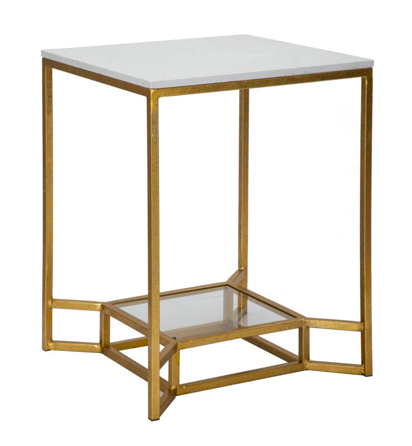 Glam Bord   Jern  Glas Og Kunstig Marmor   47x47x60 Cm