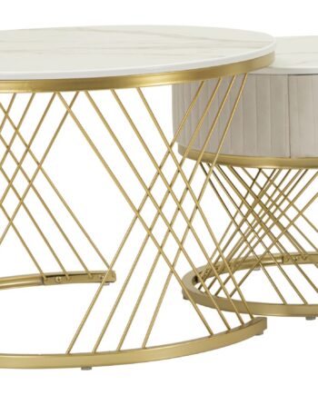 Glam Borde   Guldfarve  Fyrretræ  Mdf Og Metal   70x48 Og 50x43x5 Cm