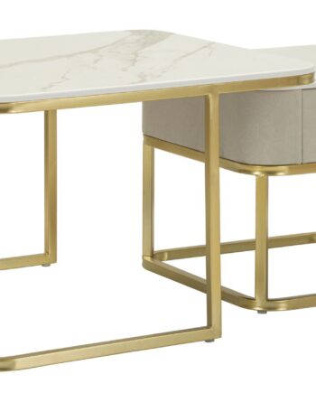 Glam Borde   Guldfarve  Fyrretræ  Mdf Og Metal   70x70x48  50x50x43 Cm