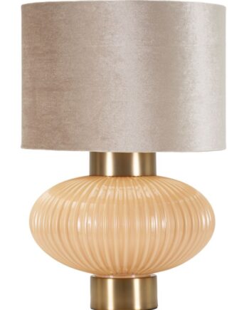 Glam Bordlampe   Guldfarve  Glas  Metal Og Stof   33x49 Cm