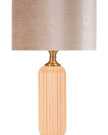 Glam Bordlampe   Guldfarve  Glas  Metal Og Stof   35x64 Cm
