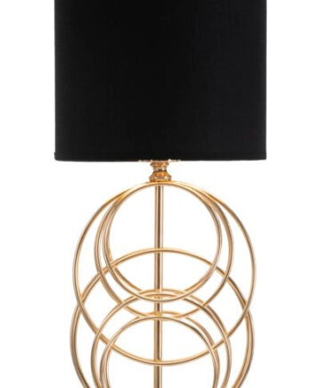 Glam Bordlampe   Guldfarve Og Sort  Metal Og Stof   22x5x65 Cm