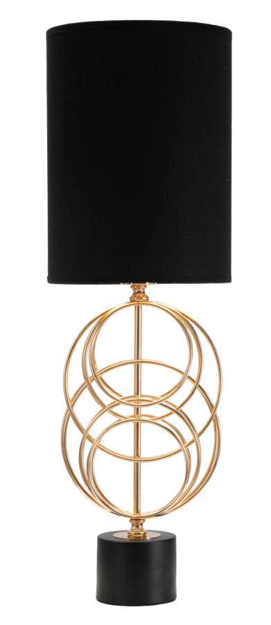 Glam Bordlampe   Guldfarve Og Sort  Metal Og Stof   22x5x65 Cm
