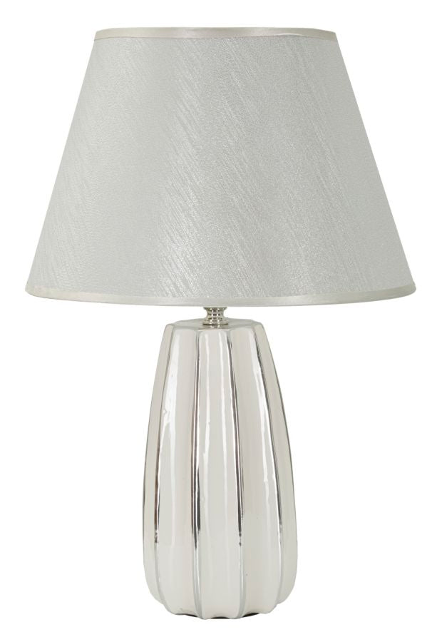 Glam Bordlampe   Keramik  Jern Og Stof    30x45 Cm