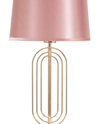 Glam Bordlampe   Pink  Metal Og Stof   28x55 Cm