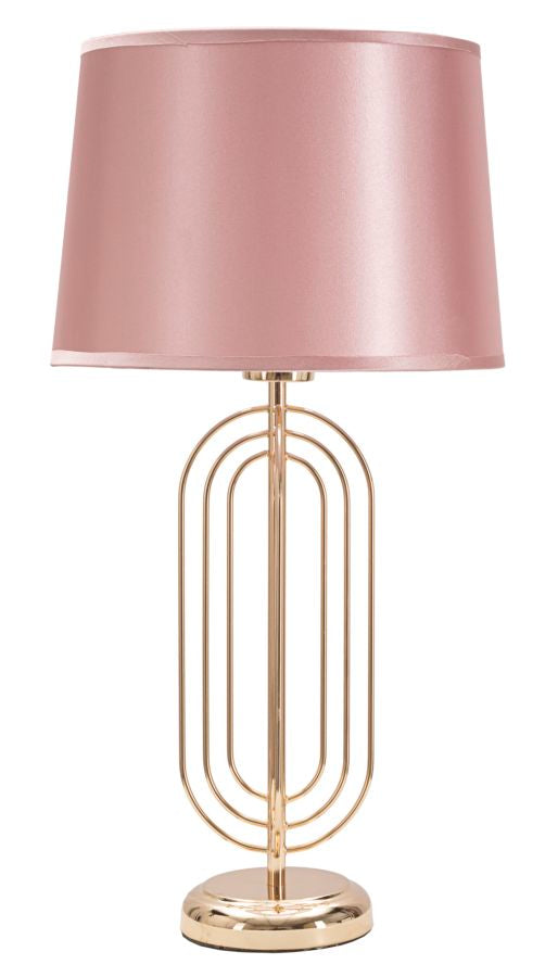 Glam Bordlampe   Pink  Metal Og Stof   28x55 Cm