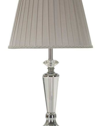 Glam Bordlampe   Sølvfarve  Metal  Glas  Stof   30x56 Cm