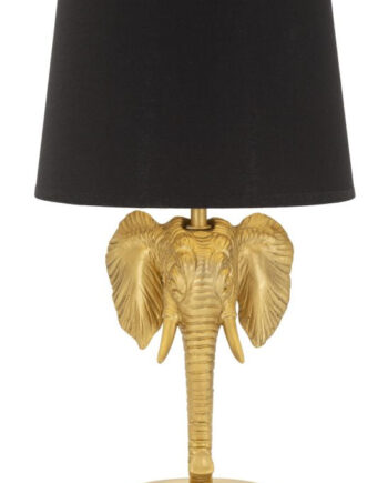 Glam Bordlampe   Sort  Metal Og Stof   25x43 Cm