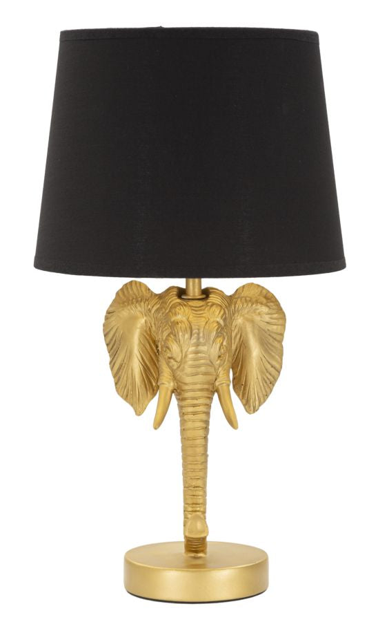 Glam Bordlampe   Sort  Metal Og Stof   25x43 Cm